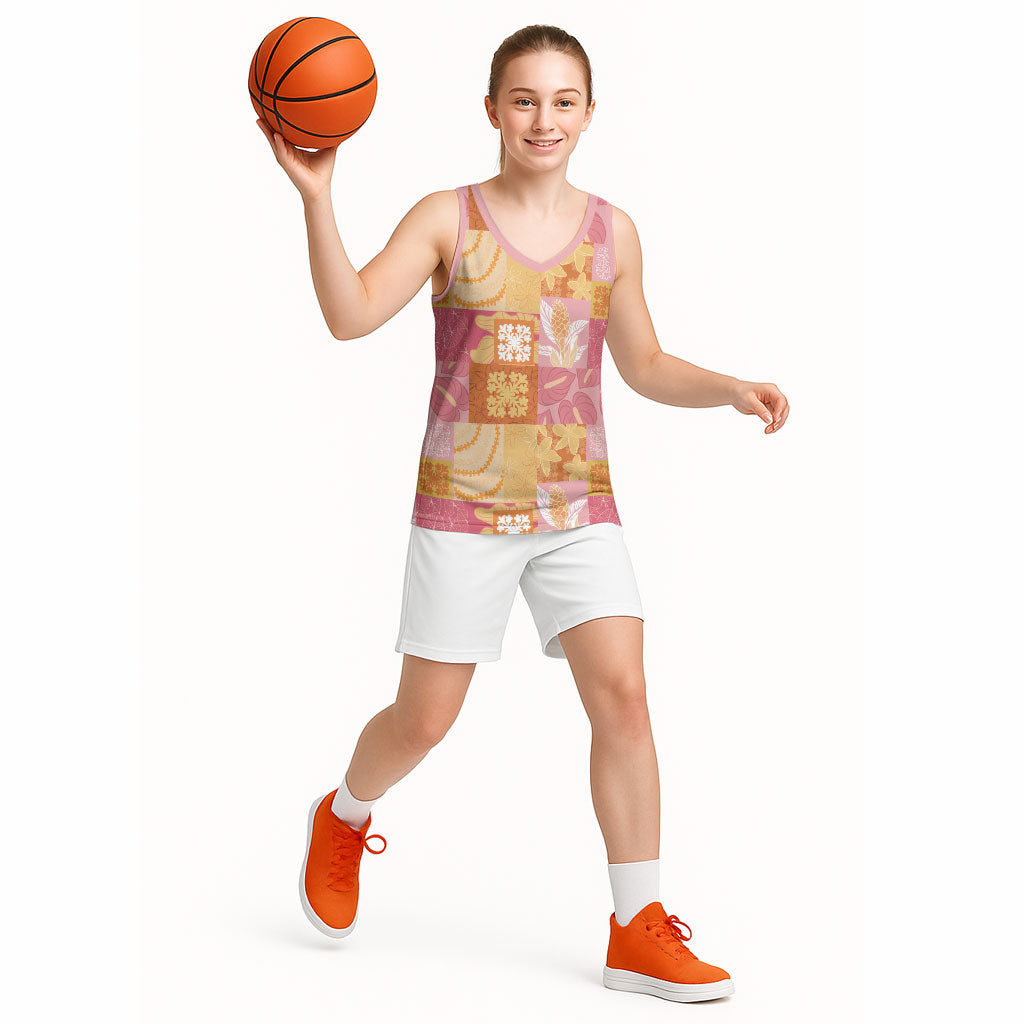Aloha Hawaii Quilt Floral Patchwork Style Basketball Jersey LT14 - Polynesian Pride