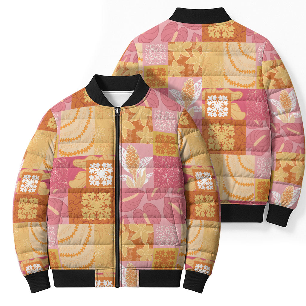 Aloha Hawaii Quilt Floral Patchwork Style Bomber Puffer Jacket LT14 - Polynesian Pride