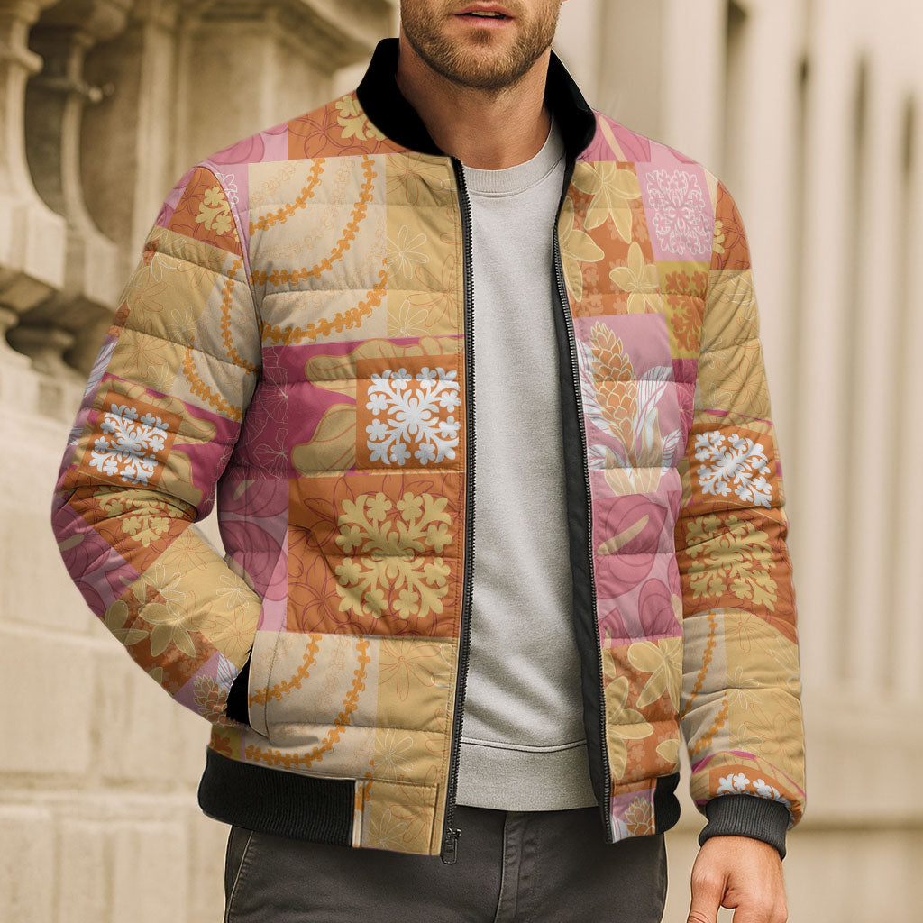 Aloha Hawaii Quilt Floral Patchwork Style Bomber Puffer Jacket LT14 - Polynesian Pride