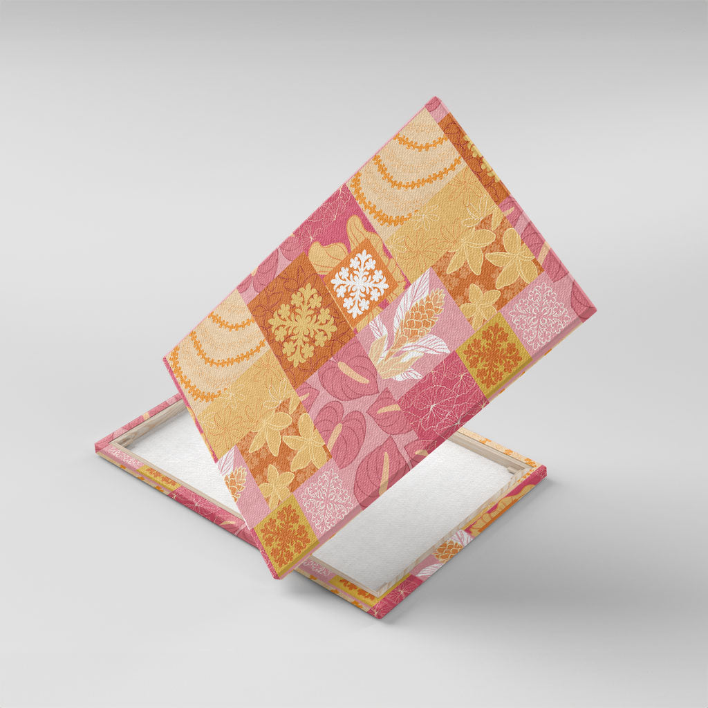 Aloha Hawaii Quilt Floral Patchwork Style Canvas Wall Art LT14 With Frame Multicolor - Polynesian Pride