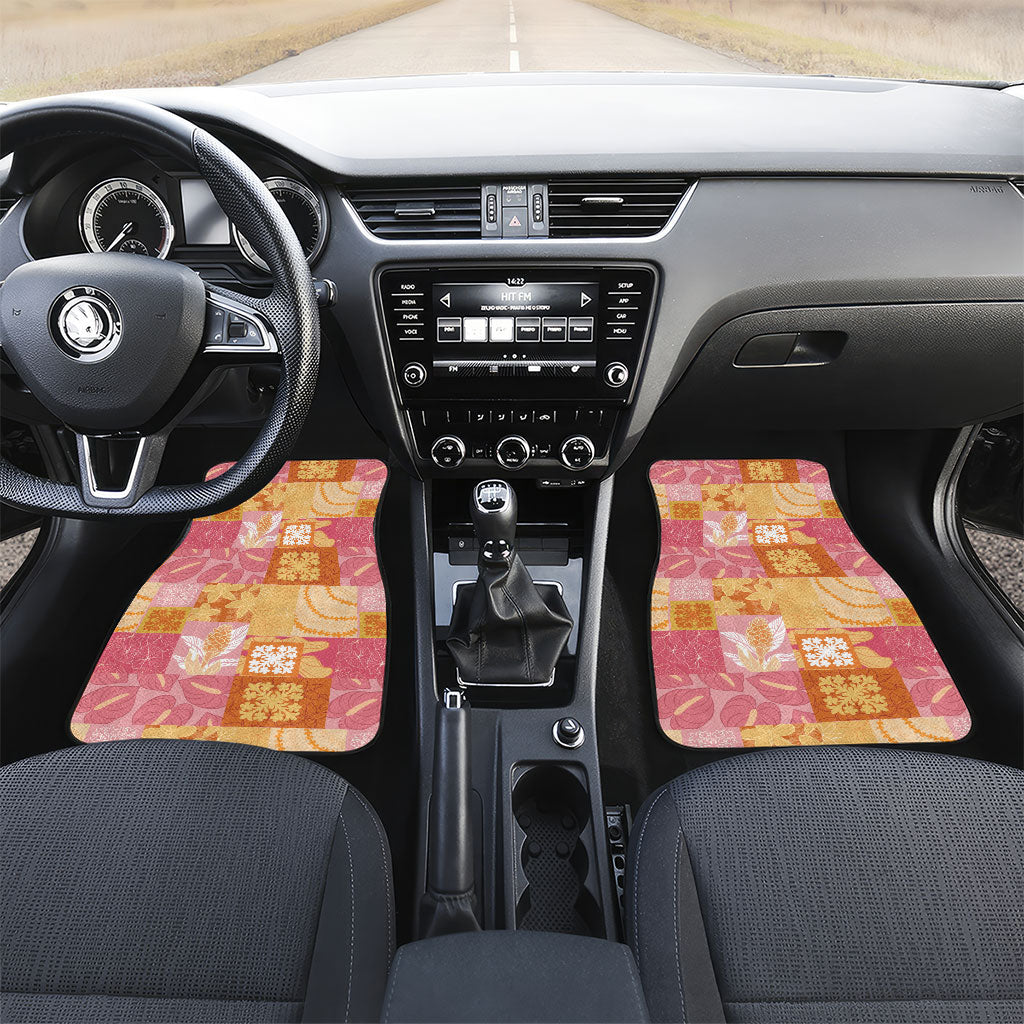 Aloha Hawaii Quilt Floral Patchwork Style Car Mats LT14 Set 2pcs - Front Multicolor - Polynesian Pride