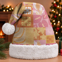 Aloha Hawaii Quilt Floral Patchwork Style Christmas Santa Hat LT14 With Fur Multicolor - Polynesian Pride