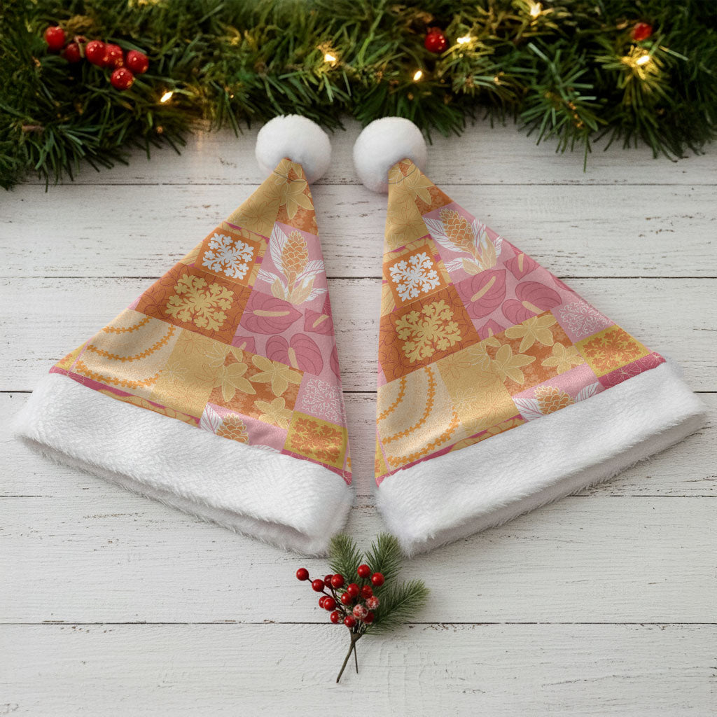 Aloha Hawaii Quilt Floral Patchwork Style Christmas Santa Hat LT14 - Polynesian Pride