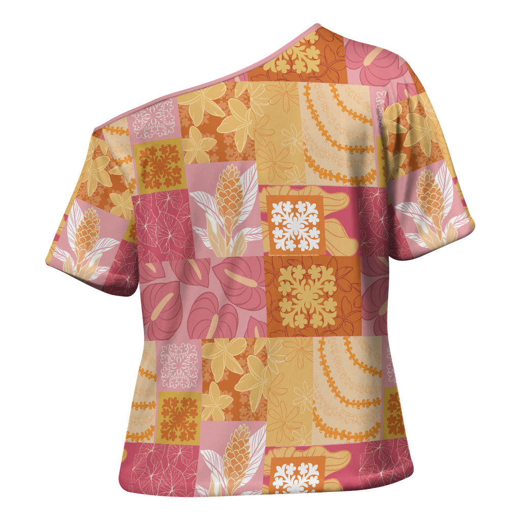 Aloha Hawaii Quilt Floral Patchwork Style Cross Shoulder Shirt LT14 - Polynesian Pride