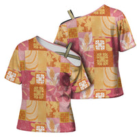 Aloha Hawaii Quilt Floral Patchwork Style Cross Shoulder Shirt LT14 - Polynesian Pride