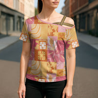 Aloha Hawaii Quilt Floral Patchwork Style Cross Shoulder Shirt LT14 - Polynesian Pride