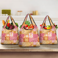 Aloha Hawaii Quilt Floral Patchwork Style Grocery Bag LT14 3-pack One Size Multicolor - Polynesian Pride