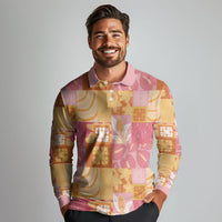 Aloha Hawaii Quilt Floral Patchwork Style Long Sleeve Polo Shirt LT14 - Polynesian Pride