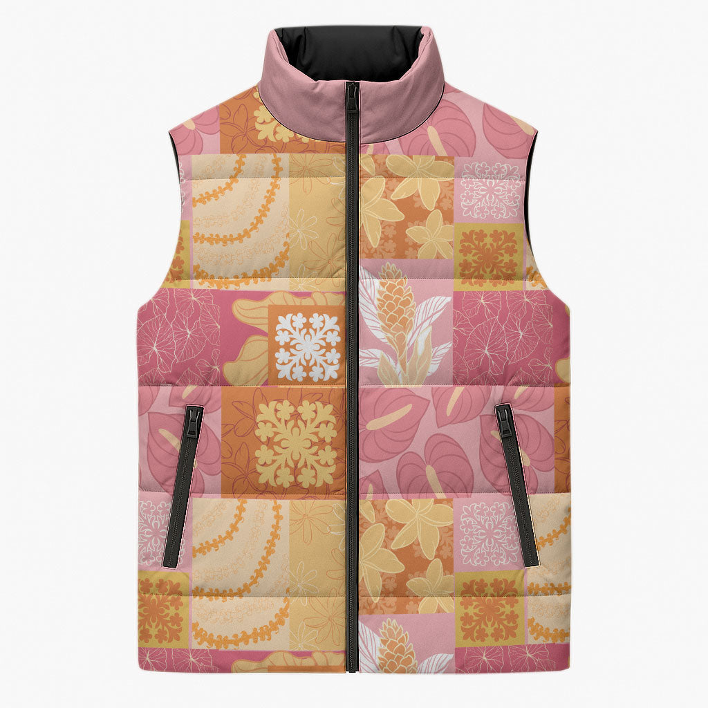 Aloha Hawaii Quilt Floral Patchwork Style Sleeveless Puffer Jacket LT14 Unisex Multicolor - Polynesian Pride