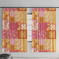 Aloha Hawaii Quilt Floral Patchwork Style Window Curtain LT14 With Hooks Multicolor - Polynesian Pride