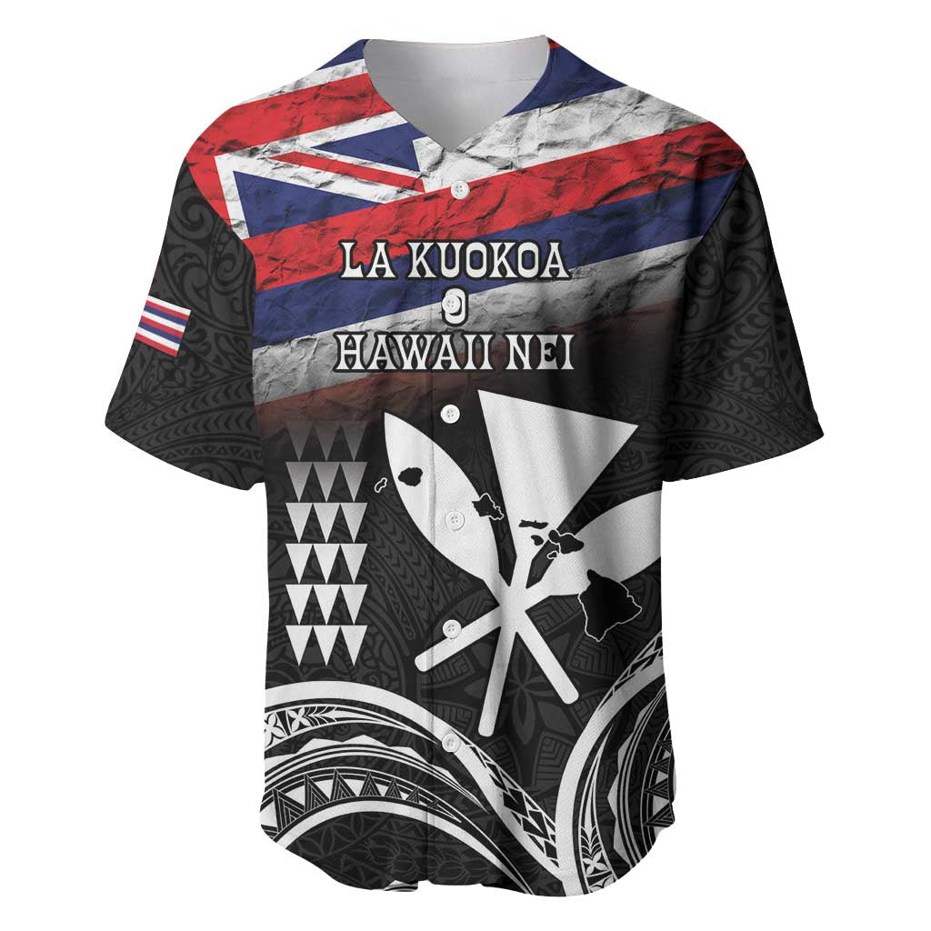 Hawaii Independence Day Baseball Jersey La Kuokoa - Happy 28th November LT14 Black - Polynesian Pride