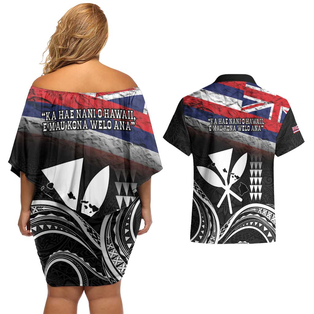 Hawaii Independence Day Couples Matching Off Shoulder Short Dress and Hawaiian Shirt La Kuokoa - Happy 28th November