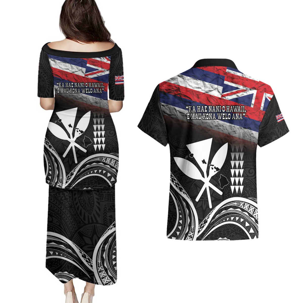 Hawaii Independence Day Couples Matching Puletasi and Hawaiian Shirt La Kuokoa - Happy 28th November