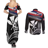 Hawaii Independence Day Couples Matching Summer Maxi Dress and Long Sleeve Button Shirt La Kuokoa - Happy 28th November