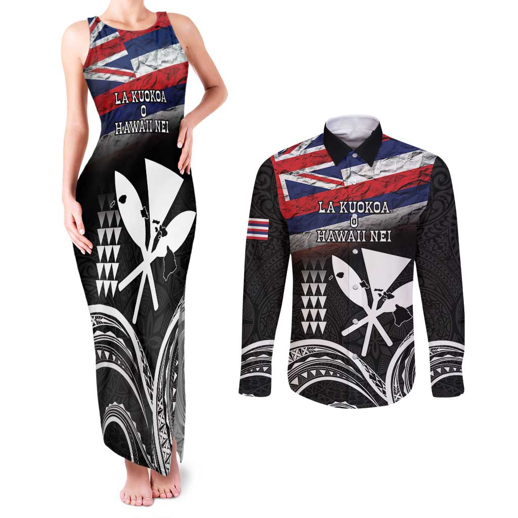 Hawaii Independence Day Couples Matching Tank Maxi Dress and Long Sleeve Button Shirt La Kuokoa - Happy 28th November