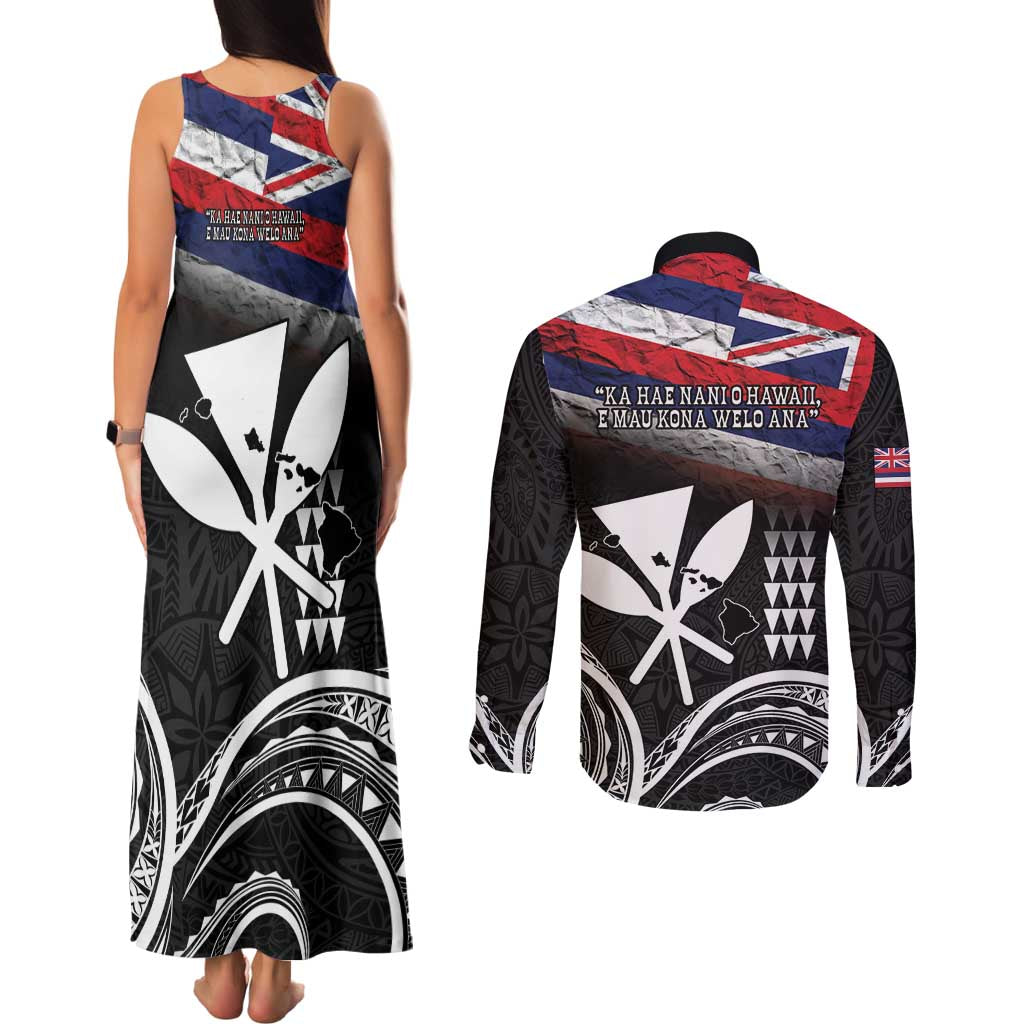 Hawaii Independence Day Couples Matching Tank Maxi Dress and Long Sleeve Button Shirt La Kuokoa - Happy 28th November