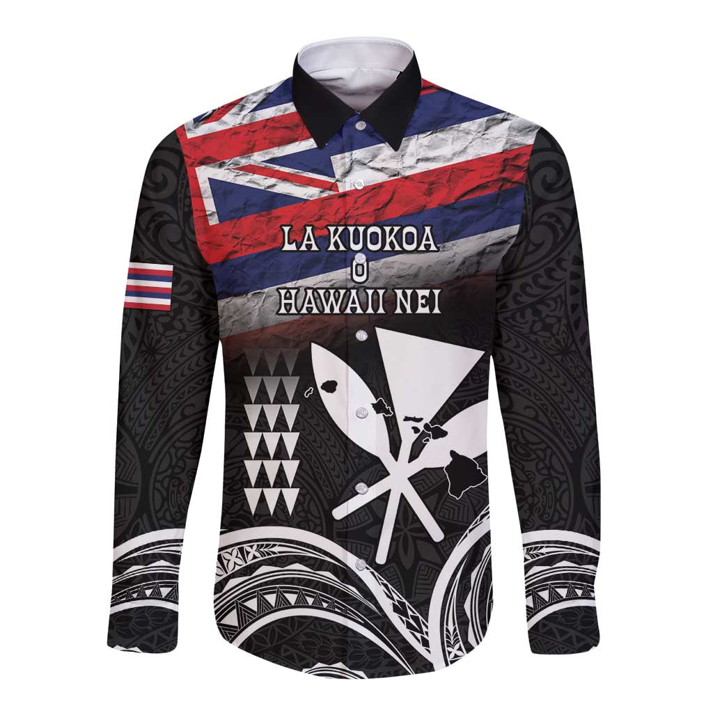 Hawaii Independence Day Long Sleeve Button Shirt La Kuokoa - Happy 28th November LT14 Unisex Black - Polynesian Pride