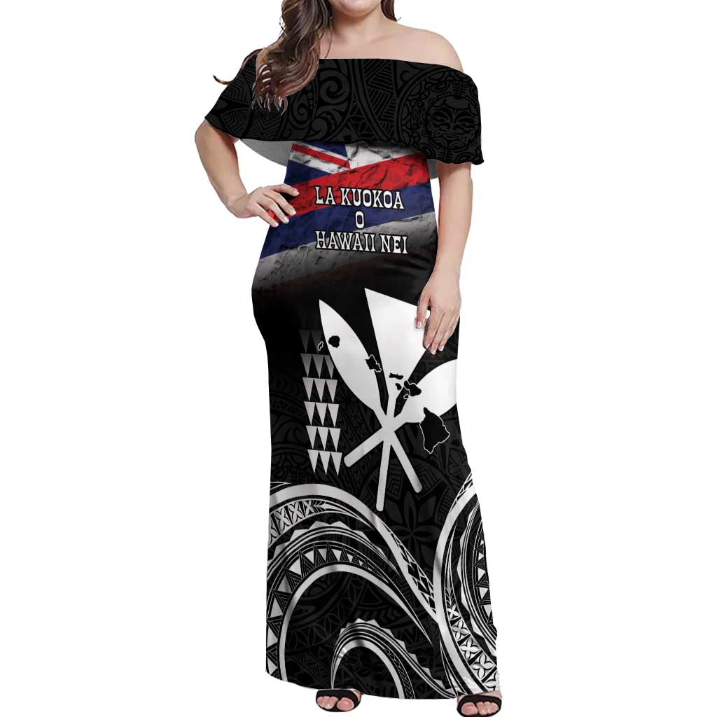 Hawaii Independence Day Off Shoulder Maxi Dress La Kuokoa - Happy 28th November