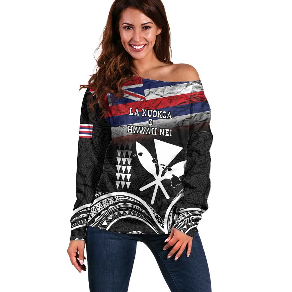 Hawaii Independence Day Off Shoulder Sweater La Kuokoa - Happy 28th November