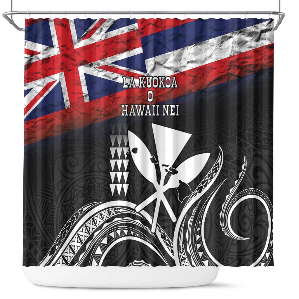 Hawaii Independence Day Shower Curtain La Kuokoa - Happy 28th November LT14 Black - Polynesian Pride