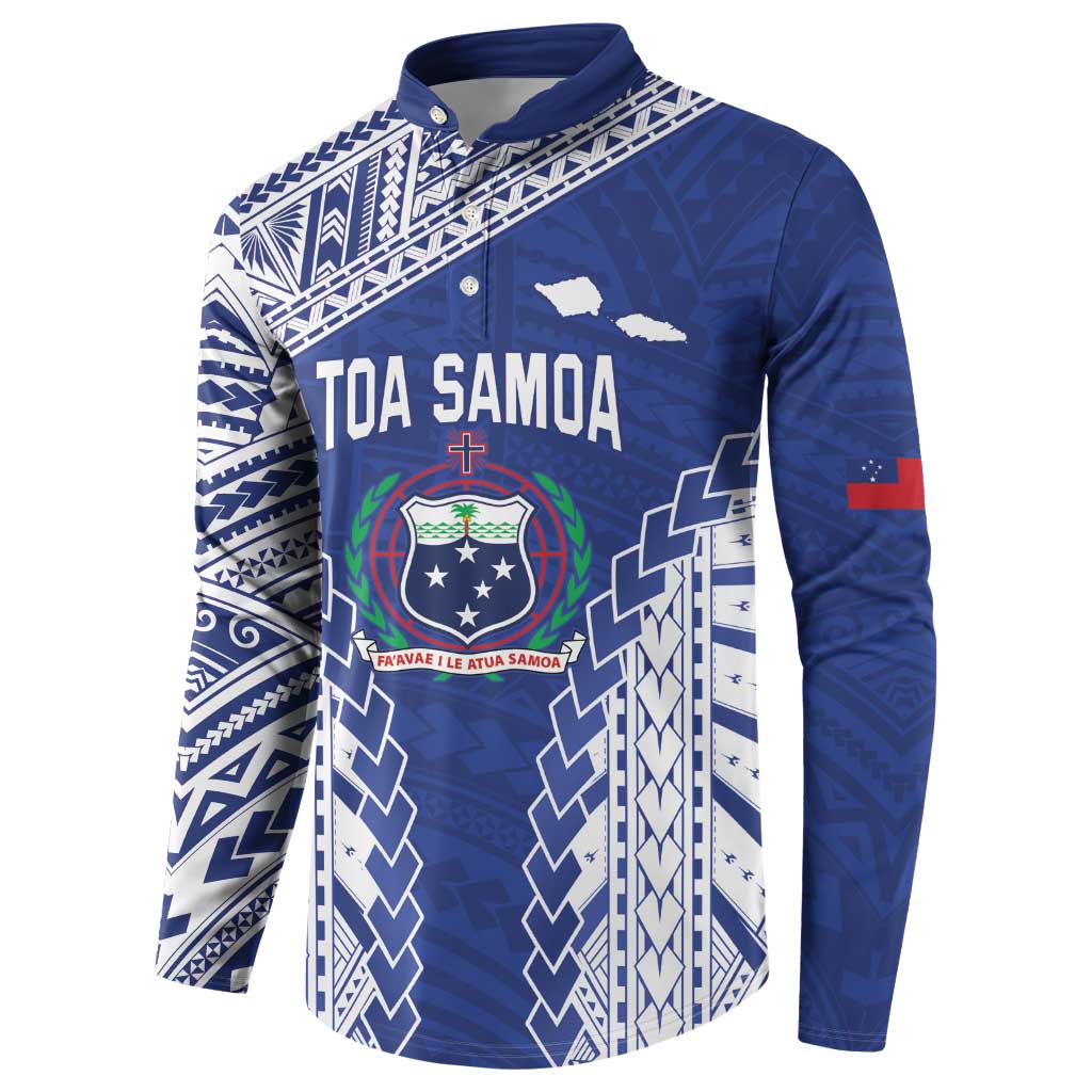 Toa Samoa Rugby Custom Button Sweatshirt Go Champions Pacific Samoan Pattern - Polynesian Pride