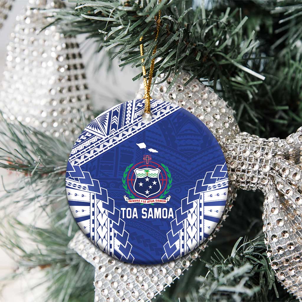 Toa Samoa Rugby Custom Ceramic Ornament Go Champions Pacific Samoan Pattern - Polynesian Pride