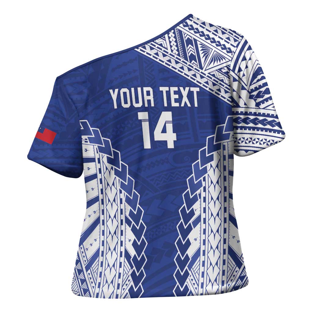Toa Samoa Rugby Custom Cross Shoulder Shirt Go Champions Pacific Samoan Pattern - Polynesian Pride