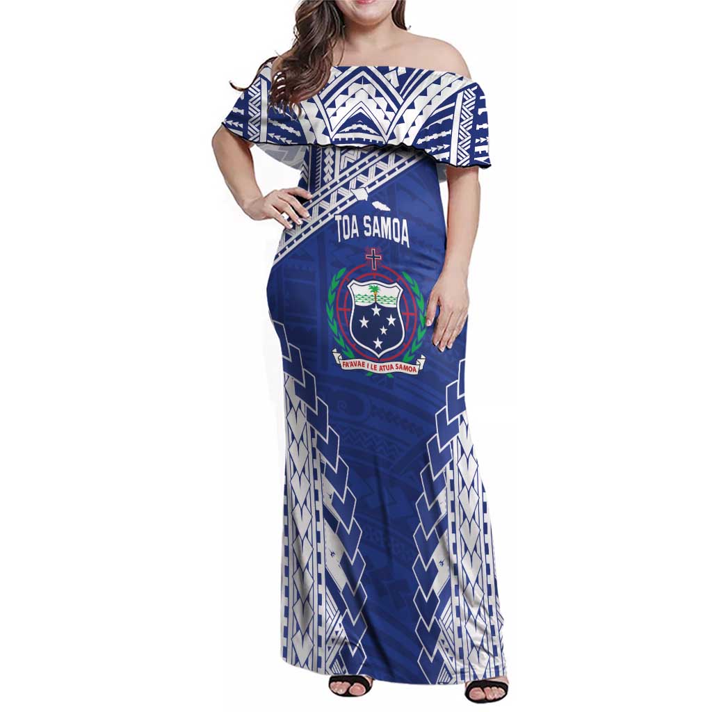Toa Samoa Rugby Custom Family Matching Off Shoulder Maxi Dress and Hawaiian Shirt Go Champions Pacific Samoan Pattern - Polynesian Pride