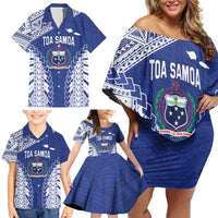 Toa Samoa Rugby Custom Family Matching Off Shoulder Short Dress and Hawaiian Shirt Go Champions Pacific Samoan Pattern - Polynesian Pride