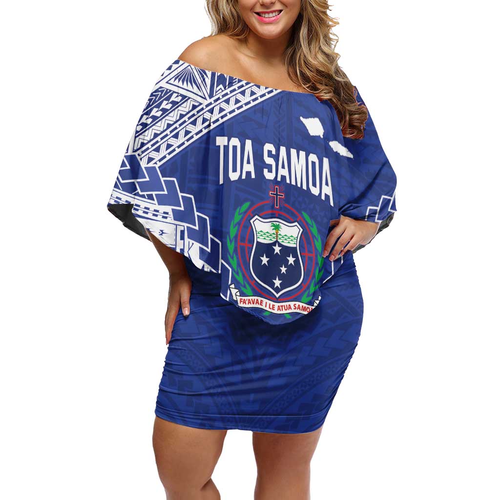 Toa Samoa Rugby Custom Family Matching Off Shoulder Short Dress and Hawaiian Shirt Go Champions Pacific Samoan Pattern - Polynesian Pride