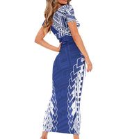 Toa Samoa Rugby Custom Family Matching Short Sleeve Bodycon Dress and Hawaiian Shirt Go Champions Pacific Samoan Pattern - Polynesian Pride