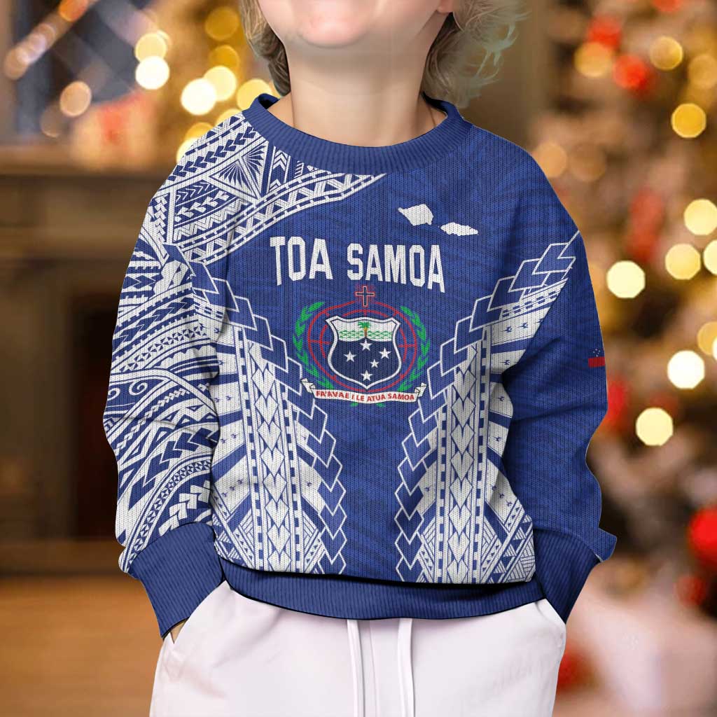 Toa Samoa Rugby Custom Kid Ugly Christmas Sweater Go Champions Pacific Samoan Pattern - Polynesian Pride