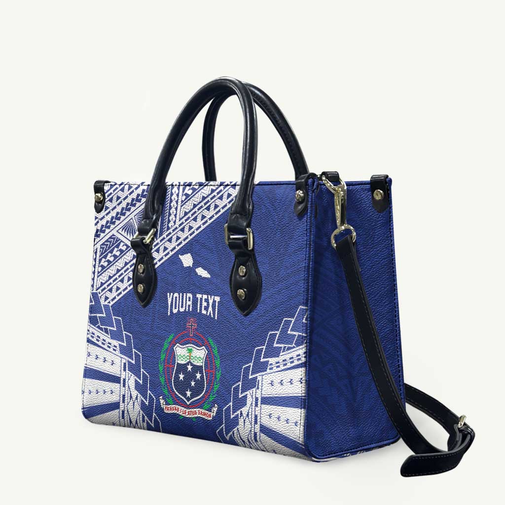 Toa Samoa Rugby Custom Leather Bag Go Champions Pacific Samoan Pattern - Polynesian Pride