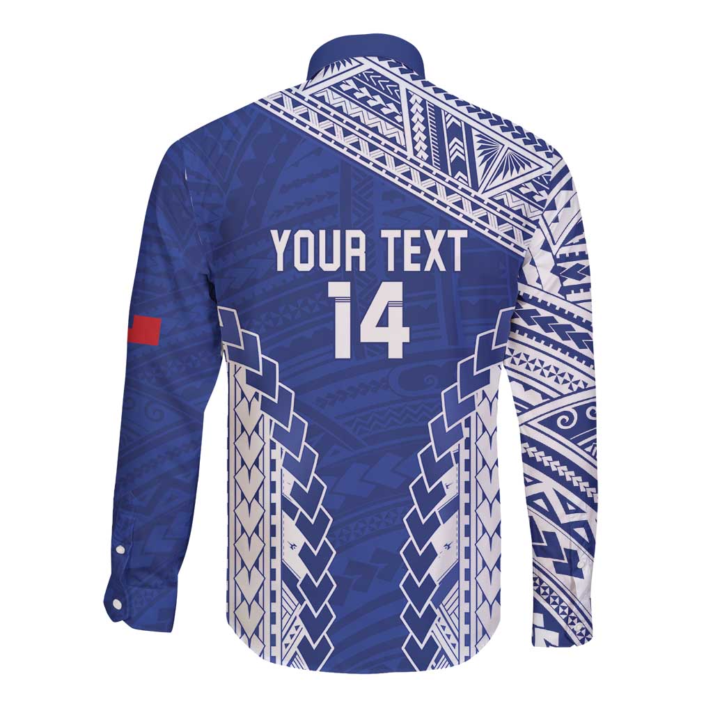 Toa Samoa Rugby Custom Long Sleeve Button Shirt Go Champions Pacific Samoan Pattern - Polynesian Pride