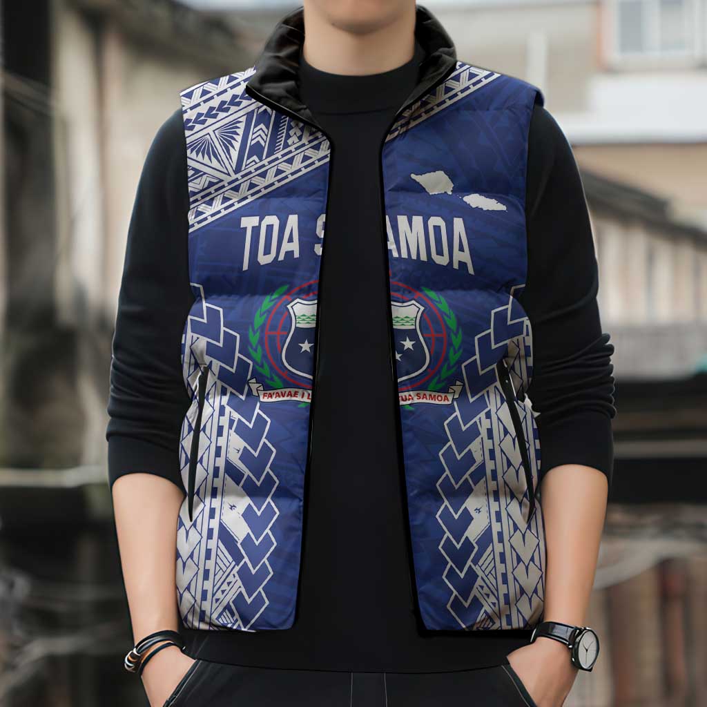 Toa Samoa Rugby Custom Sleeveless Puffer Jacket Go Champions Pacific Samoan Pattern - Polynesian Pride