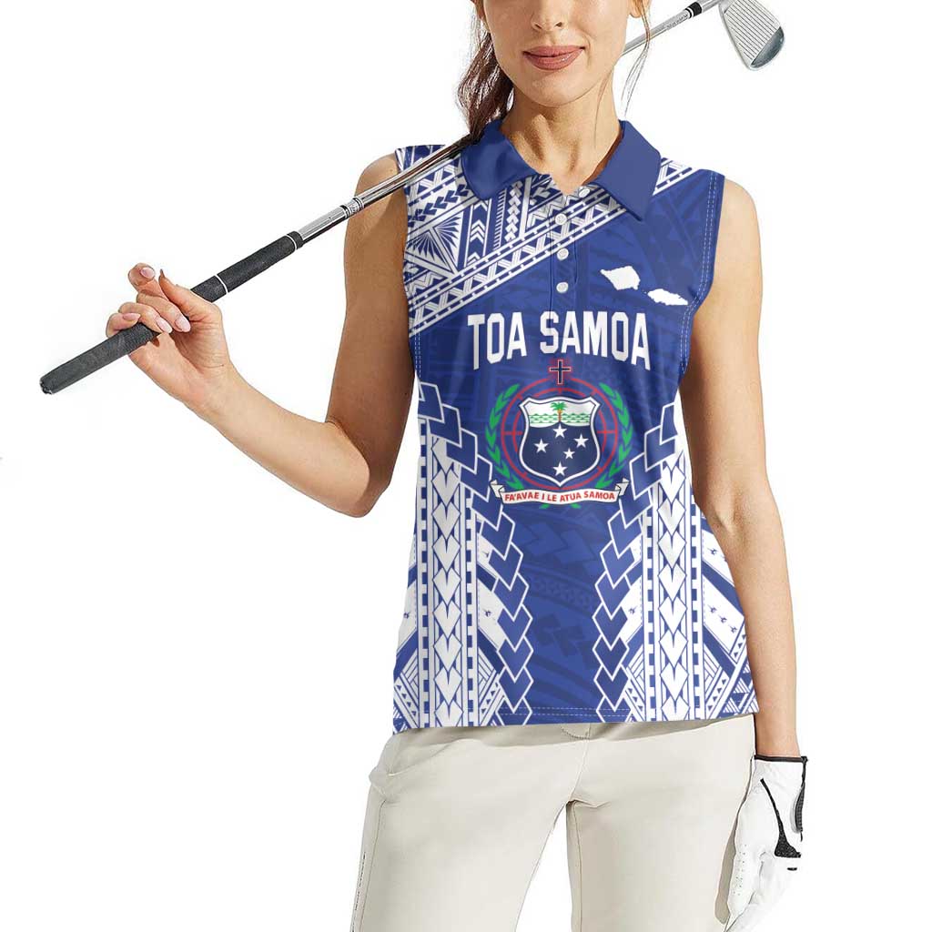 Toa Samoa Rugby Custom Women Sleeveless Polo Shirt Go Champions Pacific Samoan Pattern - Polynesian Pride