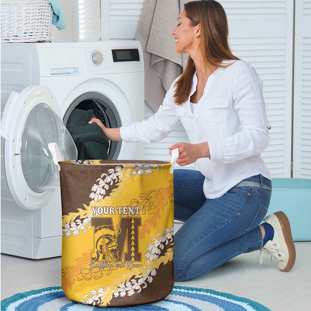 Personalized Mililani Hawaii High School Laundry Basket Puakenikeni Lei Hawaiian Pattern - Polynesian Pride