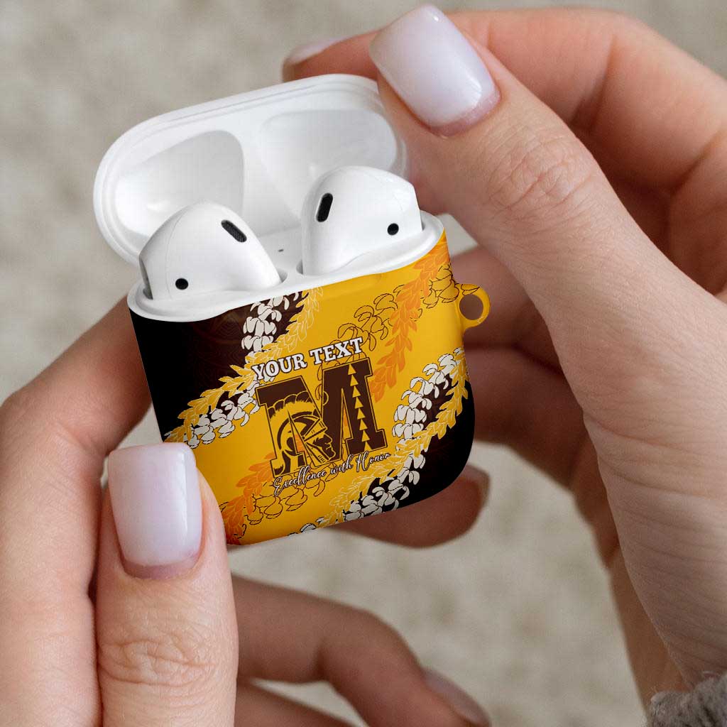 Personalized Mililani Hawaii High School AirPods Case Puakenikeni Lei Hawaiian Pattern - Polynesian Pride