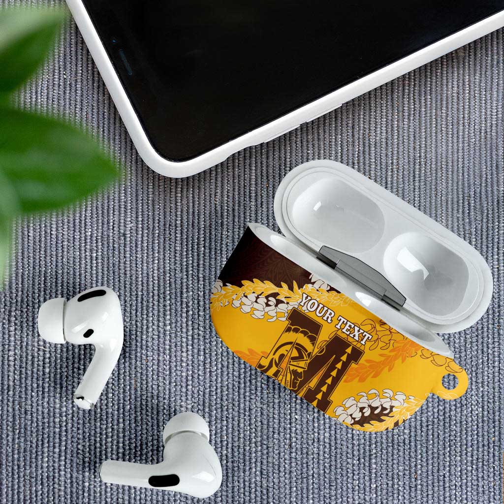 Personalized Mililani Hawaii High School AirPods Case Puakenikeni Lei Hawaiian Pattern - Polynesian Pride