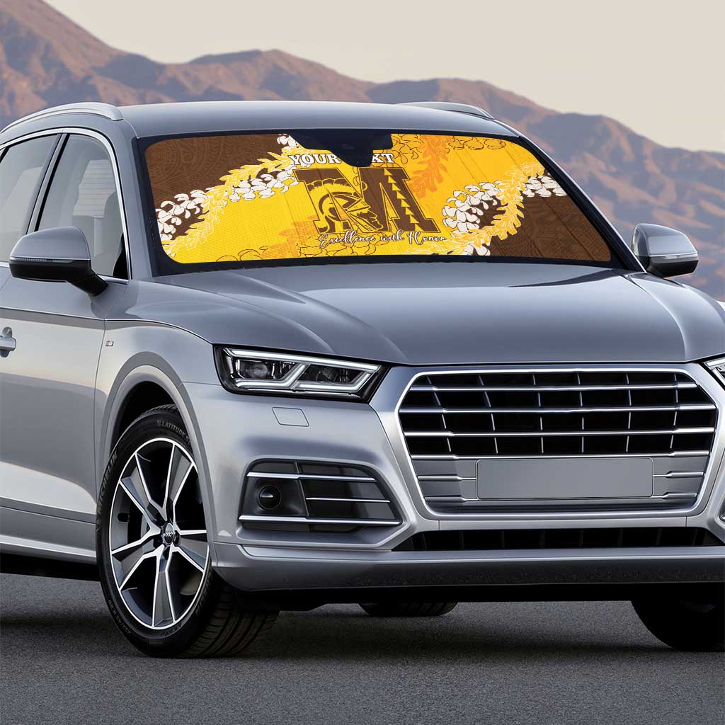 Personalized Mililani Hawaii High School Auto Sun Shade Puakenikeni Lei Hawaiian Pattern - Polynesian Pride