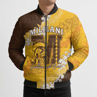 Personalized Mililani Hawaii High School Bomber Puffer Jacket Puakenikeni Lei Hawaiian Pattern - Polynesian Pride