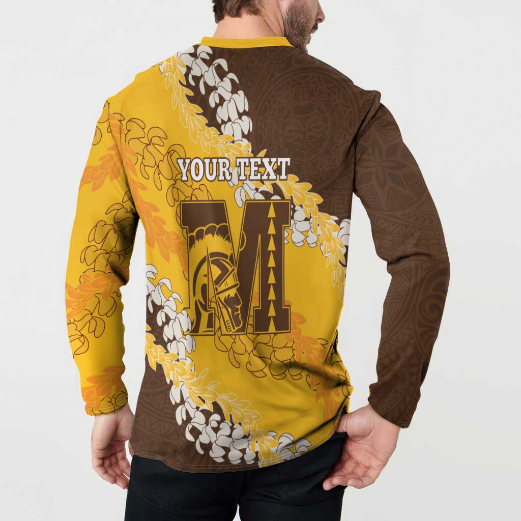 Personalized Mililani Hawaii High School Button Sweatshirt Puakenikeni Lei Hawaiian Pattern - Polynesian Pride