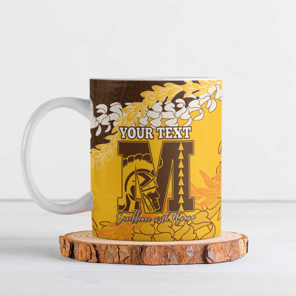 Personalized Mililani Hawaii High School Ceramic Mug Puakenikeni Lei Hawaiian Pattern - Polynesian Pride