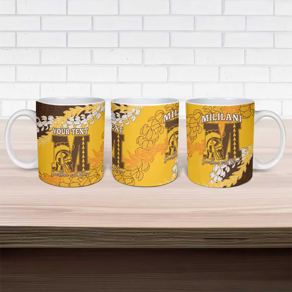 Personalized Mililani Hawaii High School Ceramic Mug Puakenikeni Lei Hawaiian Pattern - Polynesian Pride