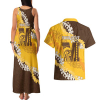 Personalized Mililani Hawaii High School Couples Matching Tank Maxi Dress and Hawaiian Shirt Puakenikeni Lei Hawaiian Pattern - Polynesian Pride