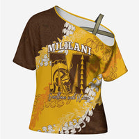 Personalized Mililani Hawaii High School Cross Shoulder Shirt Puakenikeni Lei Hawaiian Pattern - Polynesian Pride