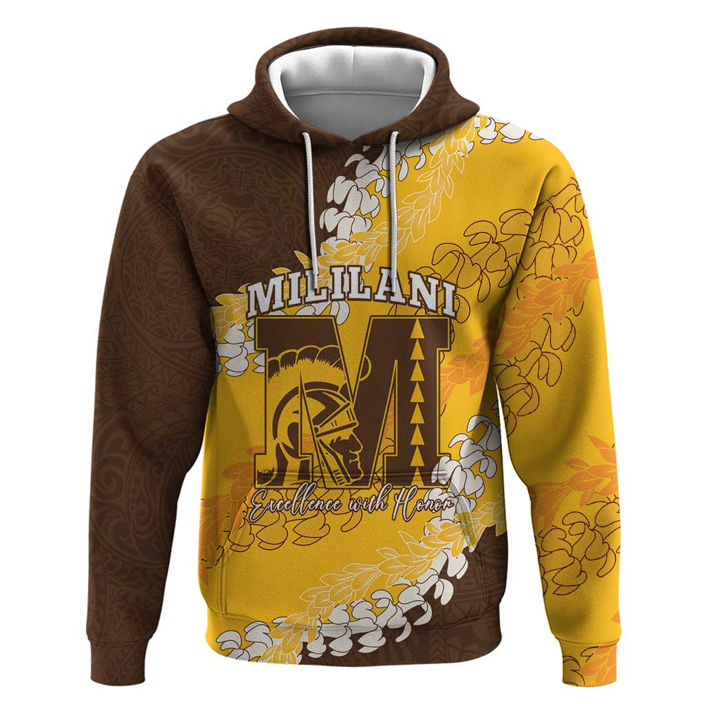 Personalized Mililani Hawaii High School Hoodie Puakenikeni Lei Hawaiian Pattern - Polynesian Pride