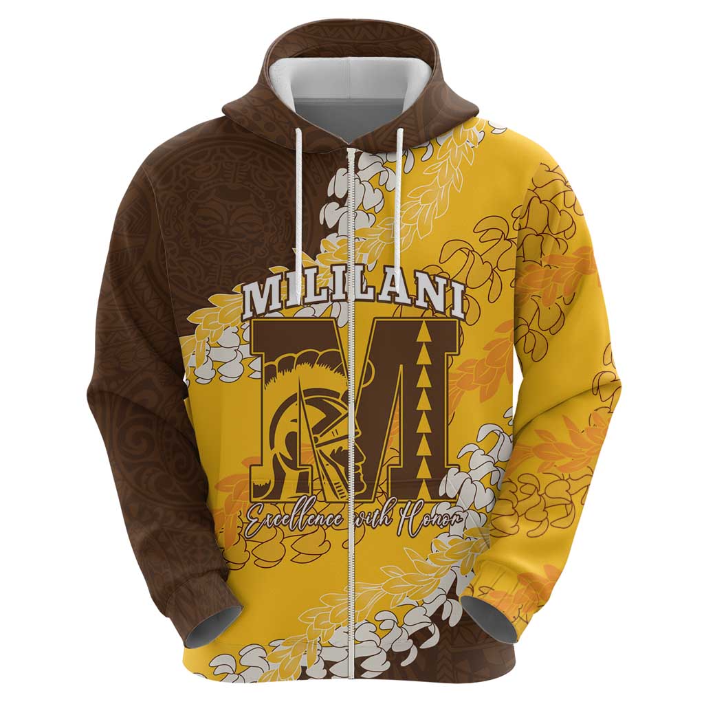 Personalized Mililani Hawaii High School Hoodie Puakenikeni Lei Hawaiian Pattern - Polynesian Pride