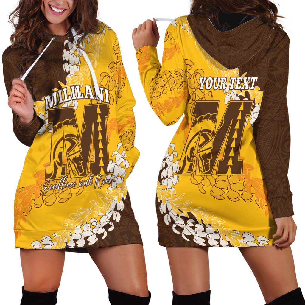 Personalized Mililani Hawaii High School Hoodie Dress Puakenikeni Lei Hawaiian Pattern - Polynesian Pride