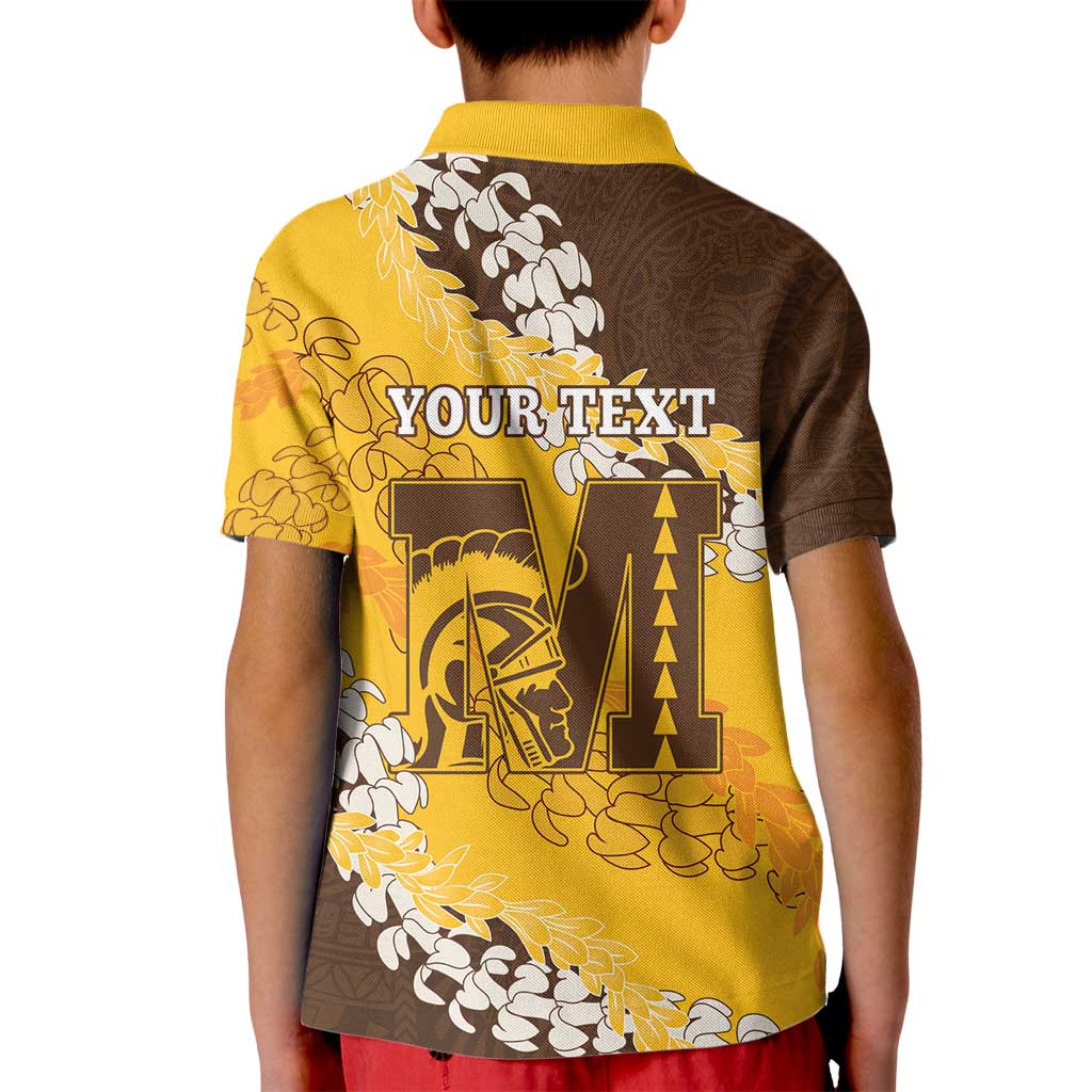 Personalized Mililani Hawaii High School Kid Polo Shirt Puakenikeni Lei Hawaiian Pattern - Polynesian Pride